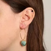 Pendente cuore 18x16mm pietra e ossido di zirconio - Oro - imitazione corniola