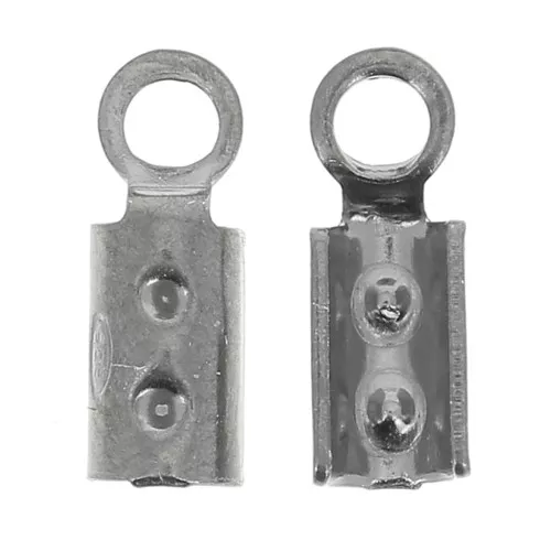 Pinze per lacci tondi 2 mm - Argento 925 Rodio Nero x4