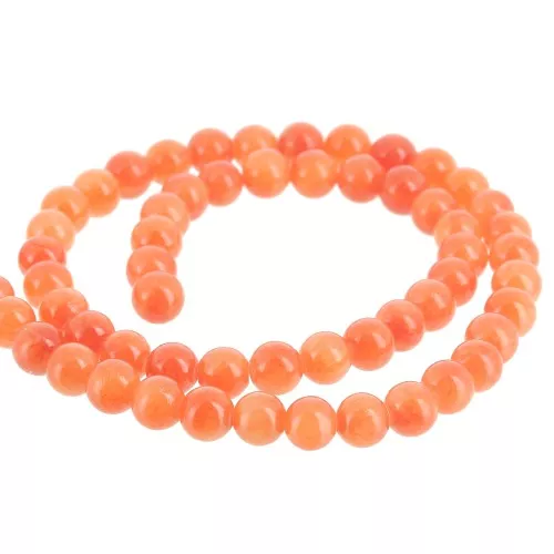 Perline rotonde 6,5 mm - imitazione gemma color giada - Arancione x39cm