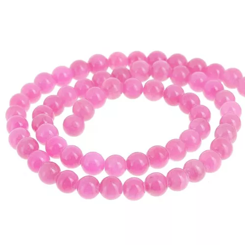 Perla rotonda 6,5 mm imitazione pietra semipreziosa Giada - Rosa x39cm