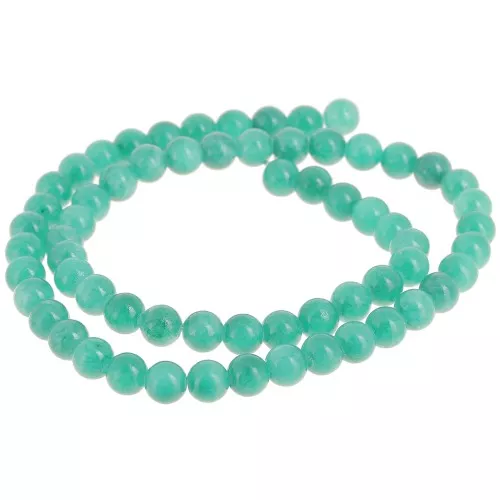 Perline rotonde 6,5 mm imitazione gemma color giada - verde turchese x39cm