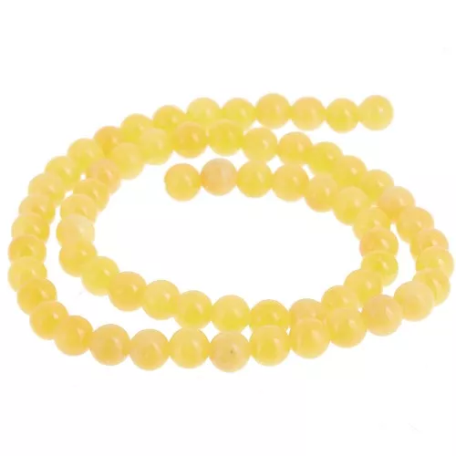 Perline rotonde 6,5 mm imitazione gemma color giada - Giallo x39cm