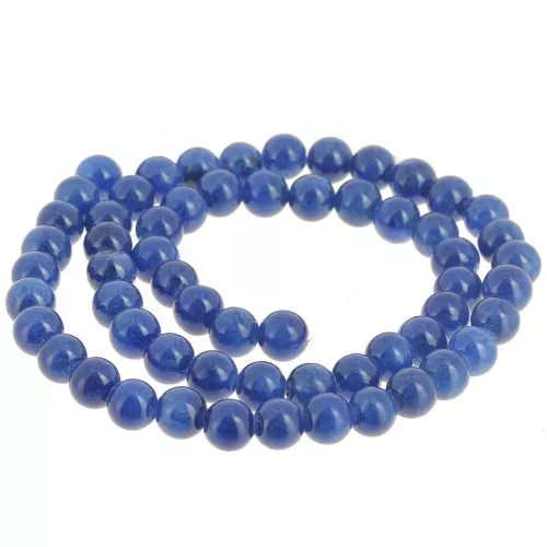 Perline rotonde 6,5 mm - imitazione gemma color giada - blu scuro x39cm