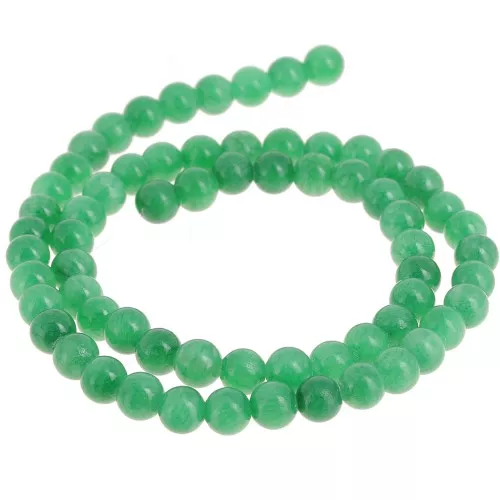 Perline rotonde 6,5 mm - imitazione gemma color giada - Verde x39cm