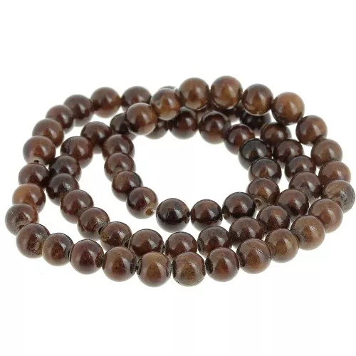 Perline rotonde 6,5 mm imitazione gemma color giada - Marrone scuro x39cm
