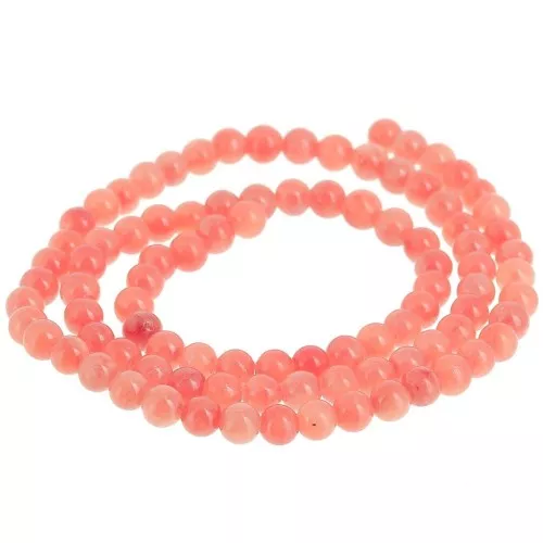 Perline rotonde 4,5 mm - imitazione gemma di giada - Arancione x39cm