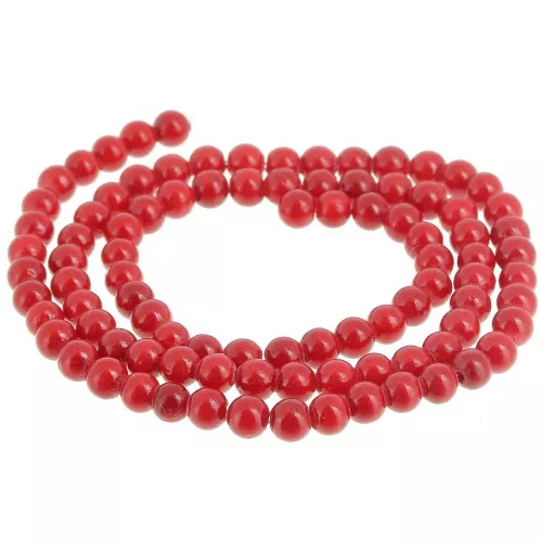 Perline rotonde 4,5 mm - imitazione gemma di giada - Rosso x39cm