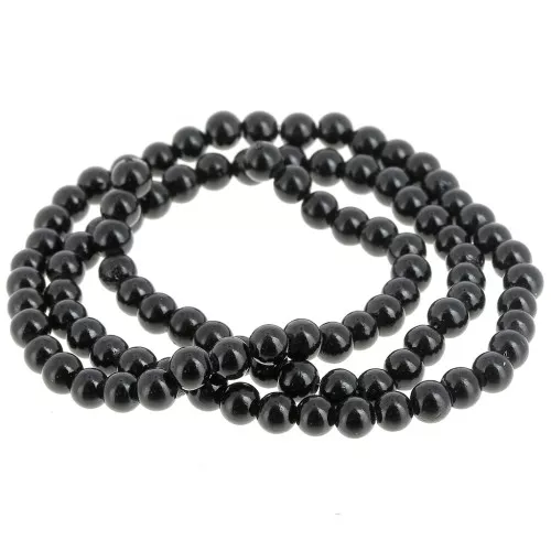 Perline rotonde 4,5 mm - imitazione gemma di giada - Nero x39cm