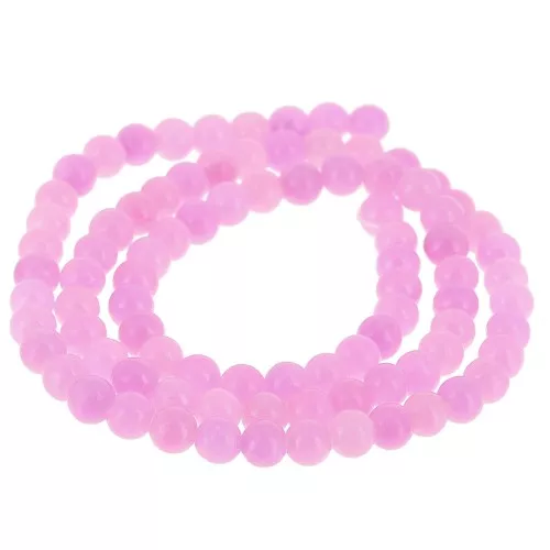 Perline rotonde 4,5 mm - imitazione gemma di giada - Rosa x39cm