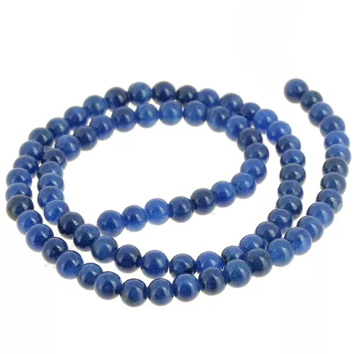 Perline rotonde 4,5 mm - imitazione gemma di giada - blu scuro x39cm