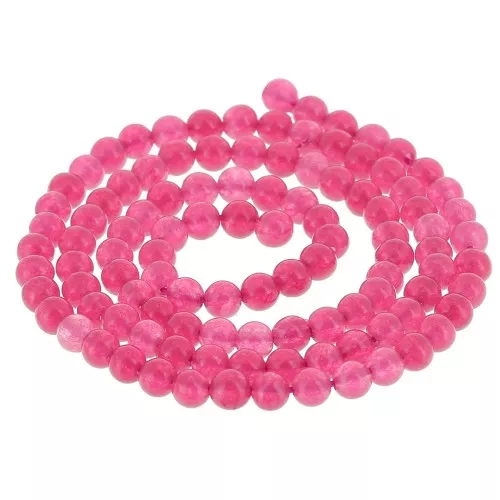 Perle rotonde da 3,5 mm in pietra gemma - Giada colorata - Lampone x38cm