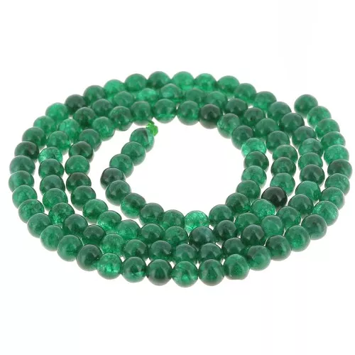 Perle rotonde da 3,5 mm in pietra gemma - Giada colorata - Verde scuro x38 cm