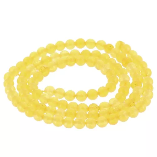 Perle rotonde da 3,5 mm in pietra gemma - Giada colorata - Giallo x38 cm