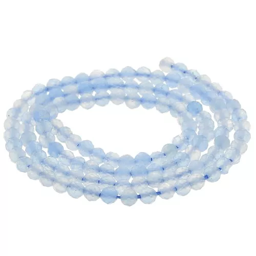Perle sfaccettate rotonde da 3 mm Pietra gemma - Giada colorata - Azzurro x37cm