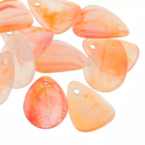Zecchini di fiori lisci da 17 mm in acrilico - Arancione marmorizzato x15