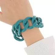 9 maglie acriliche 39x34 mm per la creazione di bracciali - Blu anatra x22cm