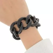9 maglie acriliche 39x34 mm per la creazione di bracciali - Nero x22cm