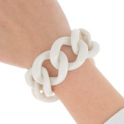 9 maglie acriliche 39x34mm per la creazione di bracciali - Raso crema opaco x22cm