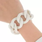 9 maglie acriliche 39x34mm per la creazione di bracciali - Raso crema opaco x22cm