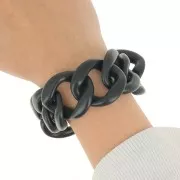 9 maglie acriliche 39x34 mm per la creazione di bracciali - Raso Nero opaco x22cm