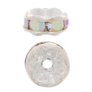 Rondelle Strass mm. 6 argentato/Crystal AB x4|raw }}