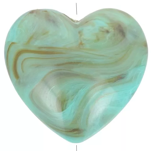 Perla cuore in resina opaca 26x27 mm - Turchese marmorizzato x1