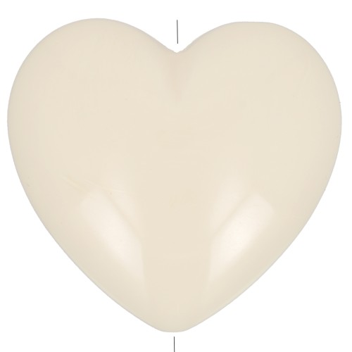 Perla cuore 26x27 mm in resina opaca - Ecru x1