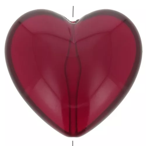 Perla cuore in resina trasparente 26x27 mm - Rosso scuro x1