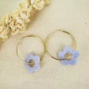 Pendente fiore in resina trasparente da 21 mm - Rosa x1