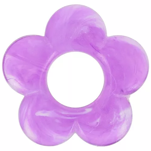 Pendente fiore in resina opaca da 21 mm - Prugna marmorizzata x1