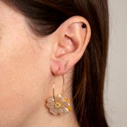 Perla fiore in resina opaca 23 mm - giallo arancio x1