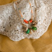 Perla rotonda a foro largo - donuts - pietra semipreziosa 14 mm - avventurina x1