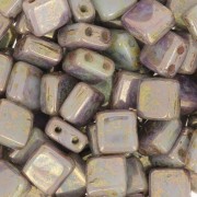 Tile beads 6 mm - Opaque Pale Jade Bronze Picasso x50