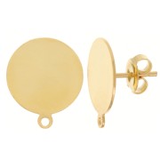Orecchini a disco 14 mm - Dorato con oro fino x20