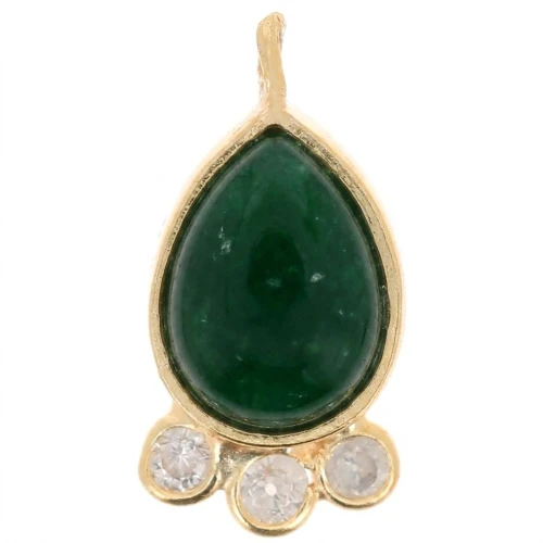 Pendente goccia 14x7mm pietra e ossidi di zirconio-dorato- Aventurina