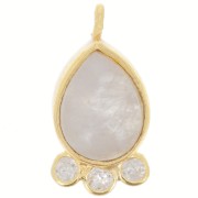 Pendente goccia 14x7mm pietra e ossidi di zirconio-dorato- Pietra di luna|raw }}