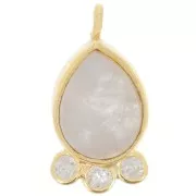 Pendente goccia 14x7mm pietra e ossidi di zirconio-dorato- Pietra di luna