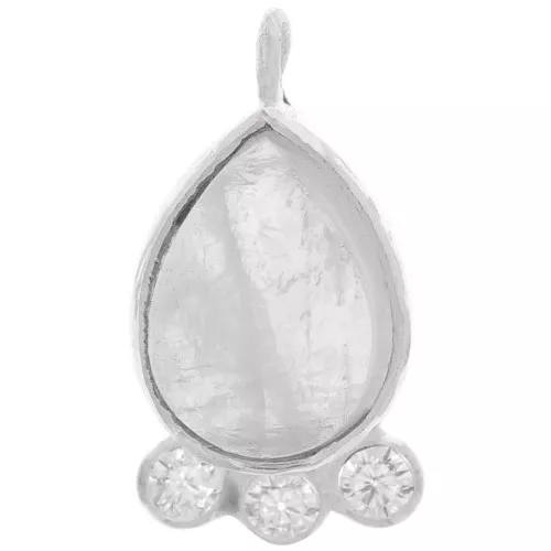 Pendente goccia 14x7mm pietra e ossidi di zirconio-Arg925- Pietra di luna