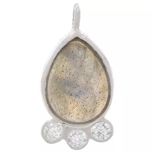 Pendente goccia 14x7mm pietra e ossidi di zirconio-Arg925- Labradorite