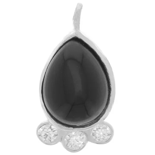 Pendente goccia 14x7mm pietra e ossidi di zirconio-Arg925- Onice nero x1