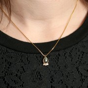 Pendente goccia 14x7mm pietra e ossidi di zirconio-Arg925- imitazione corniola