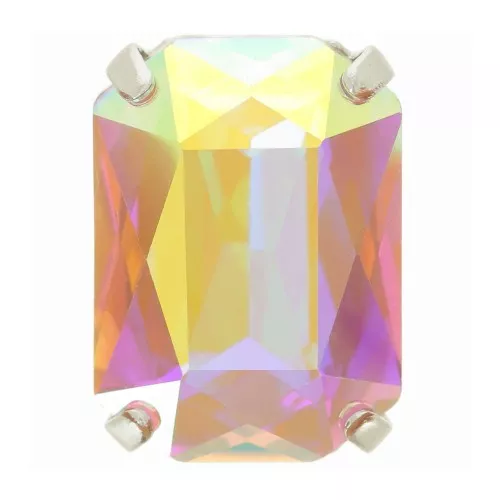 Cristallo incastonato Aurora A4627 Octagon 14x10 mm - Rhodié - Crystal AB x1