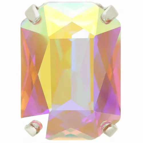 Cristallo incastonato Aurora A4627 Octagon 18x13 mm - Rhodié - Crystal AB x1