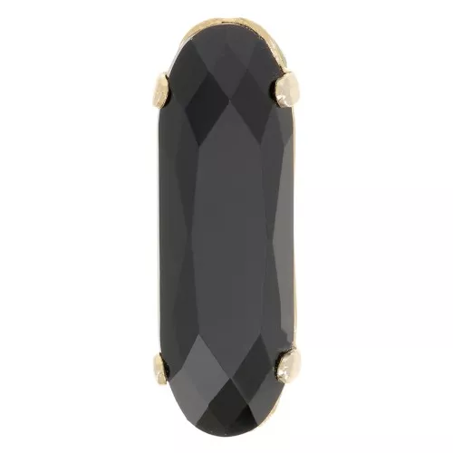 Cristallo incastonato Aurora A4161 Long Classical Oval 15x5 mm - Dorato - Jet x1
