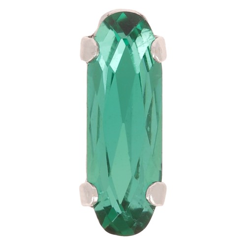 Cristallo incastonato Aurora A4161 Long Classical Oval 15x5 mm Rhodié - Emerald x1