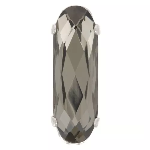 Cristallo incastonato Aurora A4161 Long Classical Oval 15x5 mm Rhodié - Black Diam