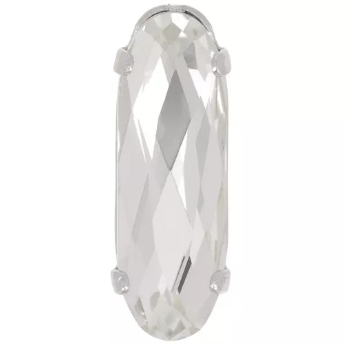 Cristallo incastonato Aurora A4161 Long Classical Oval 21x7 mm Rhodié - Crystal x1