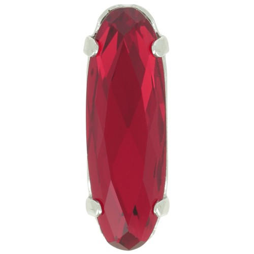 Cristallo incastonato Aurora A4161 Long Classical Oval 21x7 mm Rhodié - Ruby x1