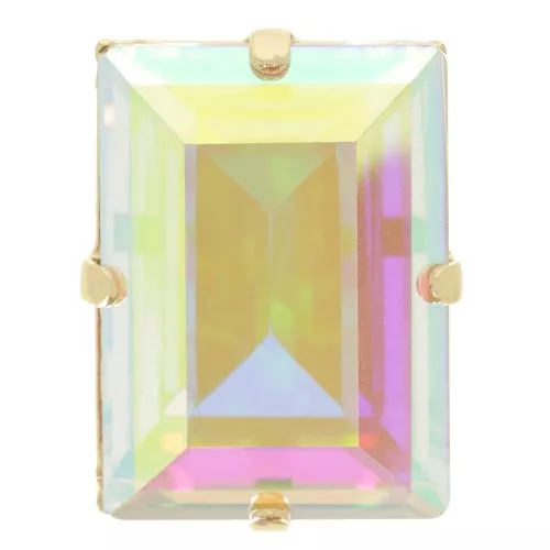 Cristallo incastonato Aurora A4527 Step Cut Baguette 14x10 mm - Doré - Crystal AB
