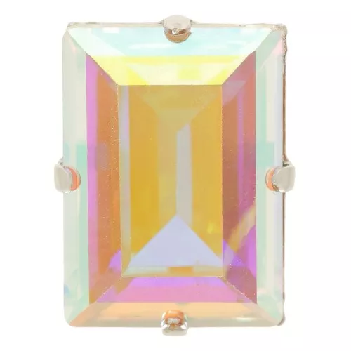 Cristallo incastonato Aurora A4527 Step Cut Baguette 14x10 mm - Rhodié - Crystal A